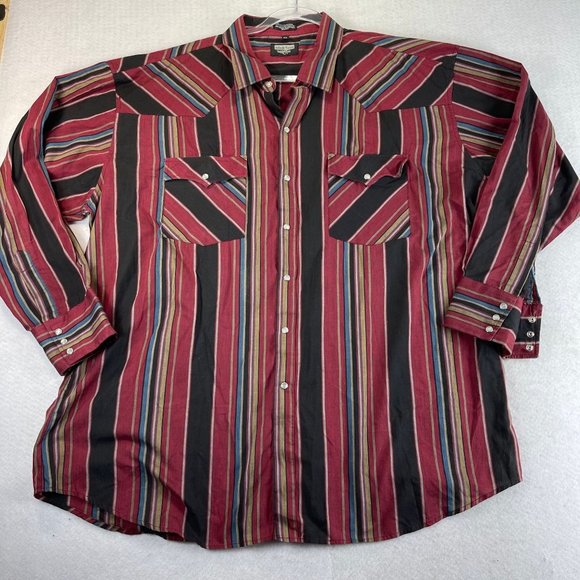 Vintage AUTHENTIC WESTERN YOUNGBLOODS Women 2X Red Blue Multi Striped Shirt Lot - Picture 8 of 15